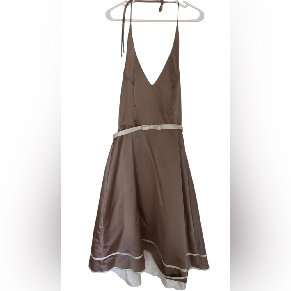 Bari Jay Brown and Cream Sleeveless Cocktail Sundress szS